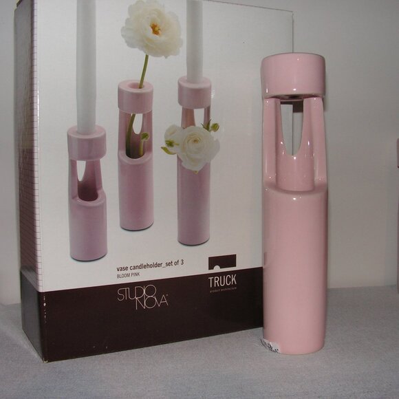 Mikasa Truck Bloom Set of 3 Vases Pink Ceramic - Picture 12 of 13